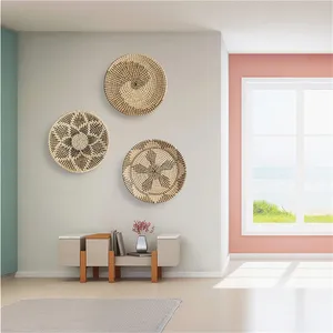 Seagrasswalldecor 쇼 조각 선물 벽 장식 대나무 매달려 나무 교수형 아트 위커 화이트 장식 럭셔리 홈 대형