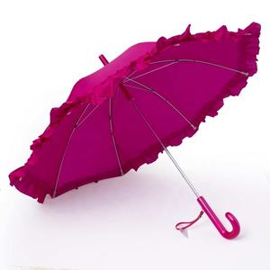 Parapluie en plastique pour enfants, bonne qualité, rose, classique, poignée de crochet en plastique, couleur unie, piquage les bords, droit, vente en gros, - Product Image 3