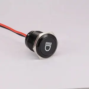 Black Aluminum Waterproof IP68 DC 12V Or DC 24V LED Indicator Light With Car Symbol