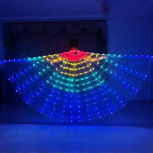 LED Light up Fairy Cánh Halloween trang phục cho phụ nữ Glow đôi cánh thiên thần với Kính thiên văn Sticks Isis cánh