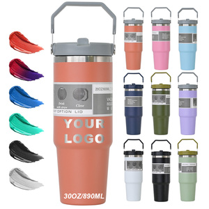 Wholesale Custom 20oz 30oz 18/8 Stainless Steel Flip Straw Tumbler BPA-Free Vacuum Outdoor Travel Mug Handle Lid Temperature - Product Image 1