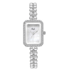 Montre-bracelet tendance pour femme, bracelet en perles, cadran carré orné de strass, montre compacte à quartz pour femme - Product Image 6