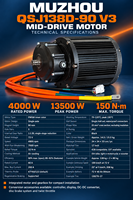 Moteur de moto électrique QSMOTOR 138 à couple élevé, 4000W, moteur PMSM à entraînement central pour scooter, vélo électrique, moto tout-terrain