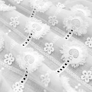 Free Sample 3D Floral African Embroidery Lace Trim For Garment