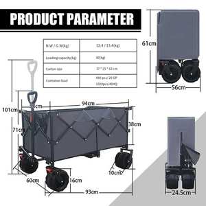 Chariot pliable en acier robuste, roues tout-terrain, stockage industriel OEM, facile à ranger, plage, camping, jardin, aménagement paysager, voyage - Product Image 2