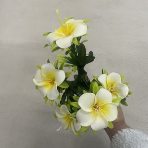 Livraison rapide pour la décoration de mariage <span class=keywords><strong>et</strong></span> de la maison, 6 têtes, sophistiquées, en matériau PE, fleurs artificielles en forme d'œuf, <span class=keywords><strong>frangipanier</strong></span>, faux plumeria - Product Image 4