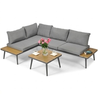 Ensemble de meubles de patio extérieur moderne et confortable pour 5 personnes avec canapé sectionnel à structure métallique pour jardin, cour, balcon et bord de piscine