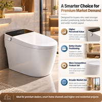 Nouvelle Conception Dorée - Toilette Intelligente en Céramique avec Bidet Intégré, WC sur Pied, Siège Chauffant, Télécommande, Luxe pour Salle de Bain