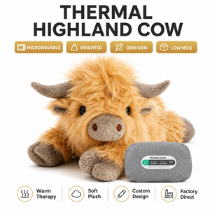 Peluche de Vaca <span class=keywords><strong>Highland</strong></span> Personalizado con Almohadilla Térmica Apta para Microondas Sin Aroma, Venta al Por Mayor - Product Image 1