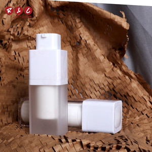 White frosted 15ml 30ml 50ml 100ml Refill Skincare foundation container Square Plastic pump Bottle Cosmetic Airless Cream jar