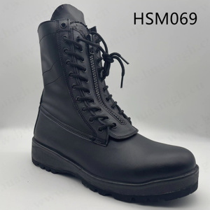 Bottes tactiques Hua Singh en cuir pleine fleur avec fermeture éclair avant, semelle extérieure en caoutchouc non marquante, modèle HSM174, pour l'entraînement des pilotes aux États-Unis. - Product Image 6