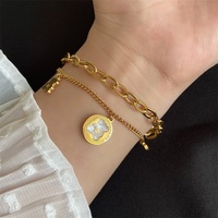 Vente en gros de bracelets chaîne gourmette en acier inoxydable pour femmes, style Hip Hop, motif ours en peluche, multi-couches, plaqué or, bijoux de créateur tendance pour le quotidien