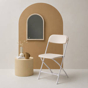 Modern Lightweight Comfortable Portable Flat Back Plastic Folding <b>Chair</b> White Outdoor for School & Park Use - Product Image 1