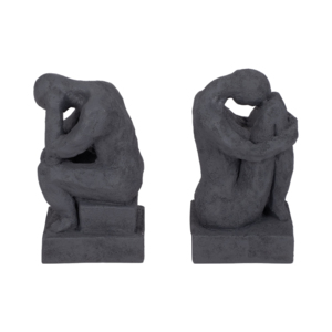 Fermalibri Scultorei in Resina 'Uomo Pensante', Decorazione Artistica per Biblioteca Domestica, Set di Fermalibri Moderni - Product Image 1