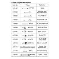 Kit d'adaptateurs universels ATF 20 pièces pour remplissage de liquide de transmission automatique