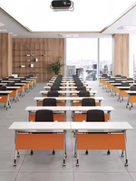 Table de formation mobile pliable durable, moderne et colorée, gain de place, avec panneau vert pour bureaux et espaces commerciaux