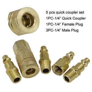 5 uds. Juego de acoplador rápido de 1/4 ", clavijas de enchufe de manguera de aire sólido, accesorios de conector de extremo de línea de manguera de aire giratorio para comprimir piezas neumáticas - Product Image 3