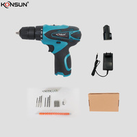 Tournevis/perceuse sans fil KONSUN, outil combiné avec deux modes de fonctionnement (serrage/perçage) avec deux batteries, ensemble d'outils sans fil