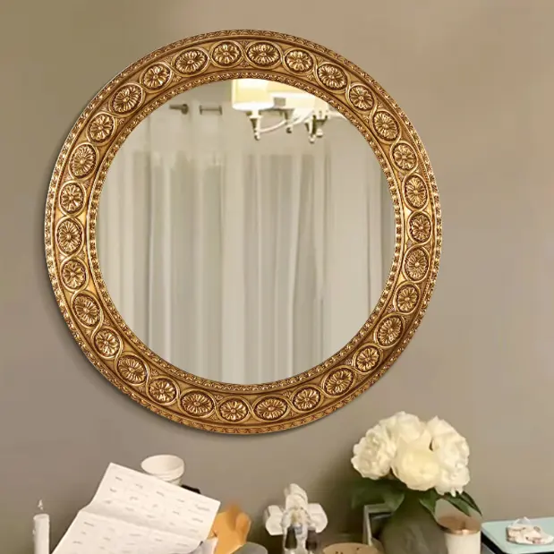 Bucks Home European Oval Hollow Bathroom Mirror Vanity Mirror Wall Hanging Porch Decorative Mirror