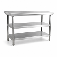 Table de travail en acier inoxydable à 3 niveaux, robuste, facile à nettoyer, avec cadre stable, pour la préparation culinaire, modèle Commercial 201 Heavy Duty Undershelf