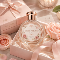 Étiquettes personnalisées de luxe pour flacons de parfum, autocollants d'emballage cosmétique floral, étiquettes adhésives avec logo or rose pour marque privée