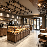 Luxuriöse Vintage Holz-Aluminium Brotvitrine Hochwertige Multifunktionale LED-Glas Umweltfreundliche Bäckerei-Ausstellungsvitrine für Premium-Produkte