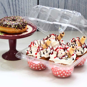 Cao Cấp Pet Nhựa 4 Khoang Stackable Cupcake <span class=keywords><strong>Container</strong></span> Với Mái Vòm Sâu Cho Bất kỳ Bánh Cửa Hàng - Product Image 4