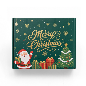 Boîte d'expédition en carton ondulé personnalisée pour Noël, imprimée en couleur avec Père Noël et sapin, pour le Mahjong des fêtes - Product Image 5
