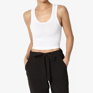 Camiseta sin mangas básica recortada con espalda cruzada y cuello redondo para mujer - Product Image 2