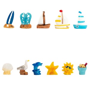Adornos de Resina en Miniatura de la Serie Costera: Gaviota, Delfín, Cubo y Chanclas para Decoración de Mesa y Jardín - Product Image 5