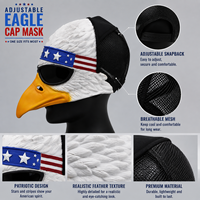 Masque d'aigle réaliste avec casquette de baseball réglable, design drapeau américain, costume d'oiseau intégral pour Halloween, cosplay et fêtes