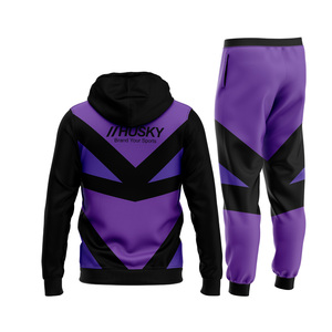 Wholesale Heavyweight Sublimated Solid Color Fleece Breathable Anti-Bacterial Pullover Sweater Outdoor Men's Tracksuit <b>Sweat</b> <b>Set</b> - Product Image 6