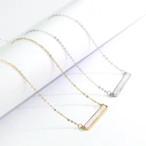 Blank Bar Necklaces 925 Sterling Silver Stirp Blank Initial Bar Custom Engraved Photo Necklace