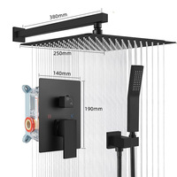 Grifería Termostática Empotrada de Aluminio Cepillado con 2 Manijas, Diseño Moderno, para Instalación en Pared, con Caja de Preinstalación