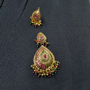 Boucles d'oreilles ethniques vintage plaquées cuivre avec imitation perle et cristal, forme cœur, pour femme, ensemble de bijoux de mariage, sertissage griffe, vert - Product Image 1
