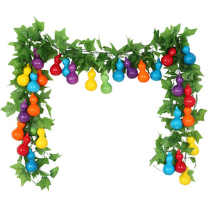Vignes artificielles de courges avec des courges en plastique colorées et des feuilles vertes pour la décoration de mariage, la maison, l'intérieur et l'extérieur - Product Image 5