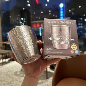 304 Stainless Steel <b>Double</b> <b>Wall</b> Inner Liner Hammered Texture Cup Portable Drinking Mug for Home Outdoor - Product Image 4