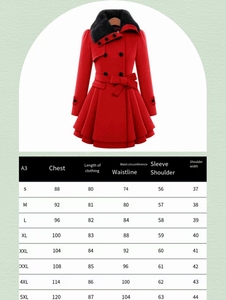 Women's Fitted Long Woolen <strong>Coat</strong> with Faux Fur Collar, Double-Breasted Design, Flared Hem, 5 Colors Available, for Casual Wear - Product Image 4
