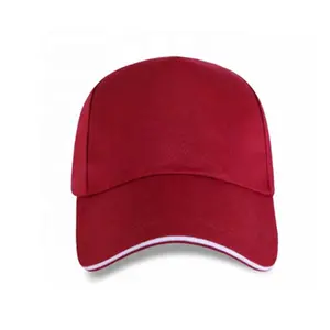 工厂提供廉价红色棒球帽带三明治边棒球帽定制标志5面板帽普通