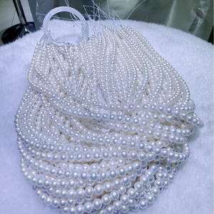 Collar de Perlas de Agua Dulce Naturales de Zhuji, 5-6 mm, Redondas Aurora, Extremadamente Finas y Delicadas, Perlas Sueltas Semiterminadas - Product Image 1