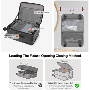 GEMULIN Valise <span class=keywords><strong>PC</strong></span> à roulettes large avec chargement USB Valise rigide ouverte à l'avant avec roue tournante - Product Image 2