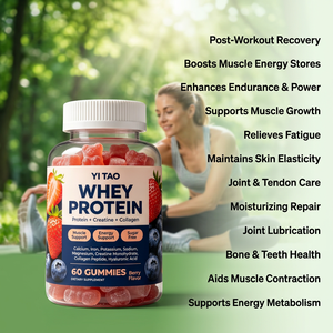 Gomitas de Proteína de Suero Sin Azúcar OEM/ODM, Suplemento de Creatina y Colágeno, Recuperación Post-Entrenamiento, Crecimiento Muscular, Apoyo para Articulaciones y Piel - Product Image 4