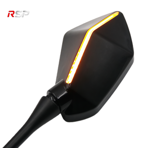 Nouveau rétroviseur de moto en alliage d'aluminium CNC et boîtier en plastique, verre plat, clignotant LED, montage avant, style sport, paire - Product Image 6