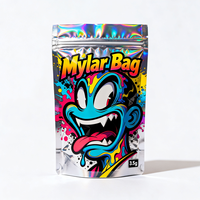 Sachet Mylar personnalisé imprimé 3,5g, design holographique, qualité alimentaire, pour bonbons aux fruits, anti-odeur, à fond plat