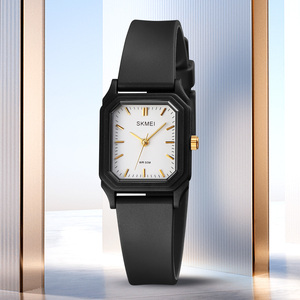 Montre à quartz pour femme, cadran minimaliste avec diamants, bracelet en PU, étanche 30M, montre élégante pour robe - Product Image 1