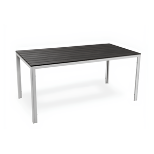 TABLE FIXE CM 156X78 EN MÉTAL BLANC ET PLASTIQUE EFFET BOIS ANTHRACITE - Product Image 1