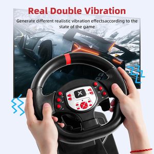 Volante y Pedales de Juego 7 en 1, 180 °   Volante de Carreras <span class=keywords><strong>para</strong></span> PC con Palancas de Cambio <span class=keywords><strong>para</strong></span> PS3, Playstation <span class=keywords><strong>3</strong></span>, Switch, PS4 - Product Image 4