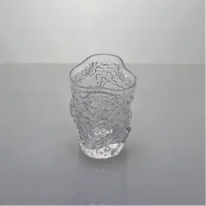 Customized novelty crystal embossed drinking glass cup transparent tumbler