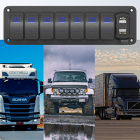 RV 12 Volt ON OFF Dual Blue LED Lighted 7 Gang Marine Toggle Switch Panel Avec 5V 2.4A Dual Port USB Charger Pour Voiture Camion