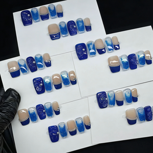 Precio al por mayor <span class=keywords><strong>Uñas</strong></span> postizas brillantes hechas a mano <span class=keywords><strong>con</strong></span> efecto agua, 10 unidades/set, cobertura completa, diseño de lujo, <span class=keywords><strong>con</strong></span> pegamento PMMA, alta calidad, gran venta - Product Image 6